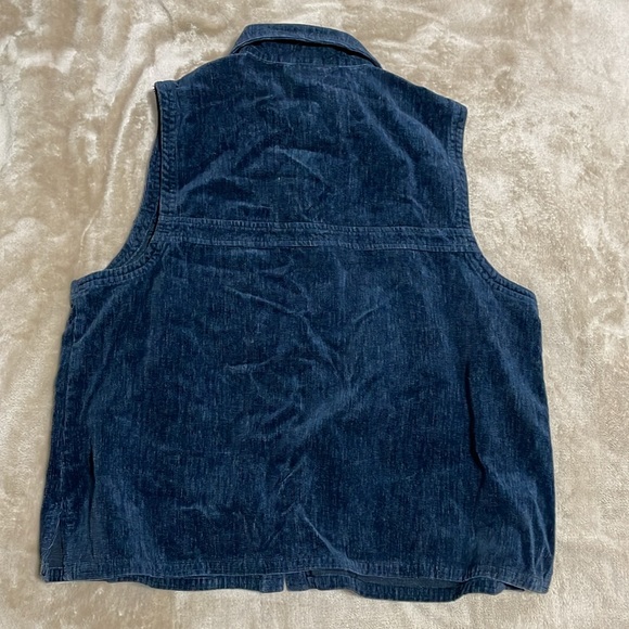 VINTAGE Blue Cord Button-Up Vest - Picture 4 of 5